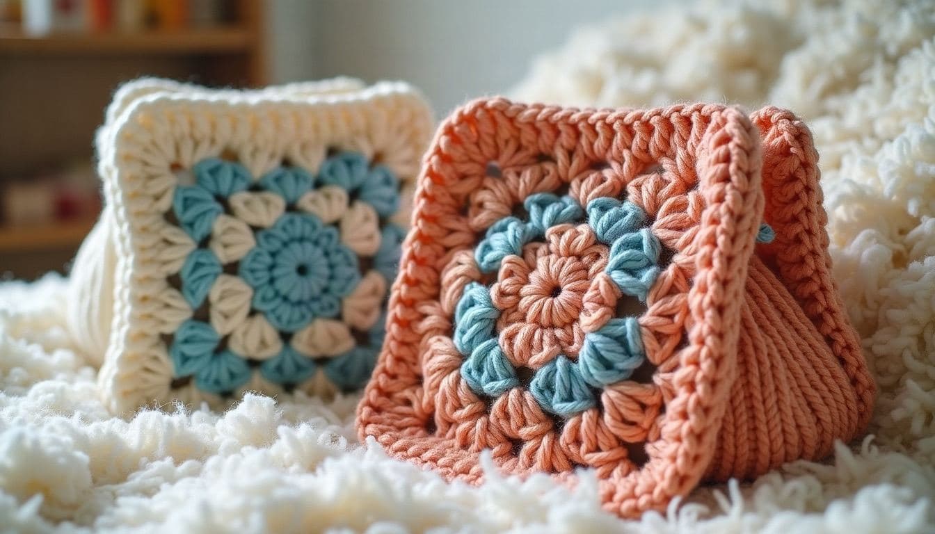 Crochet granny square bags