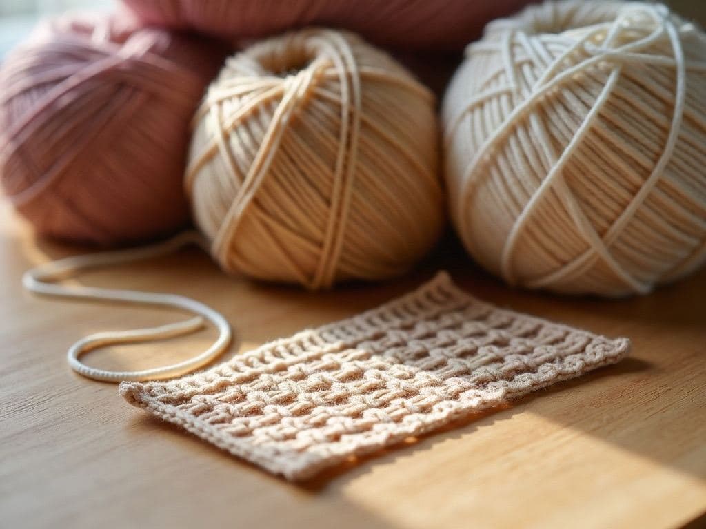 Acrylic yarn and a crochet swatch