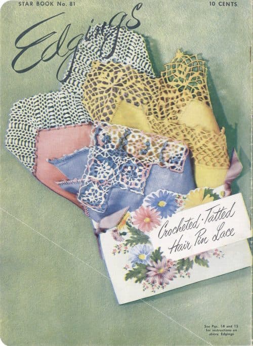 Back cover of the 1951 leaflet showing handkerchief edgings #8120–#8122.