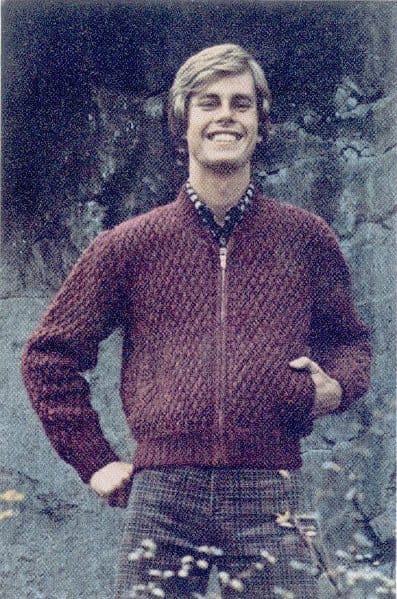 Man's zippered jacket sweater as photographed in the booklet